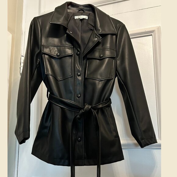 Cleo Women’s Petite Vegan Leather Shirt Jacket - Picture 2 of 6